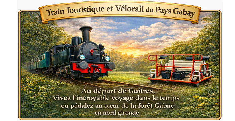 Balade en train touristique et vélorail de Guîtres