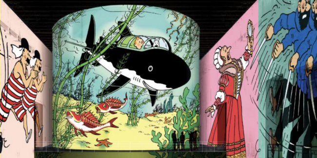 Exposition immersive "Tintin", "Dali" et "Gaudi" aux Bassins des Lumières à la base sous-marine de Bordeaux