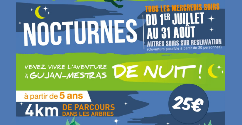 Accrobranche en nocturne au Bassin Aventures à Gujan-Mestras